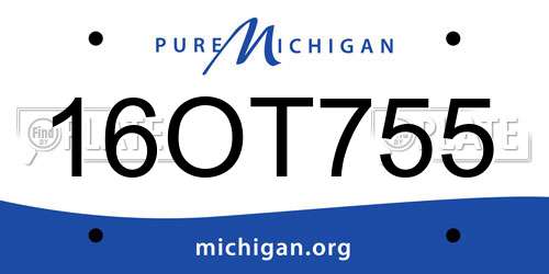16OT755 Michigan License Plate