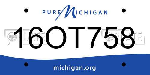 16OT758 Michigan License Plate