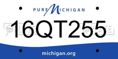 16QT255 Michigan License Plate