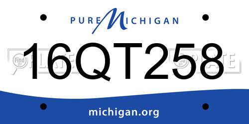 16QT258 Michigan License Plate