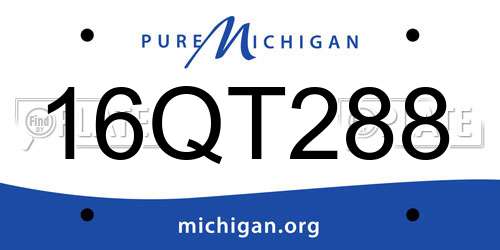 16QT288 Michigan License Plate