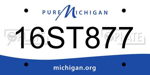 16ST877 Michigan License Plate