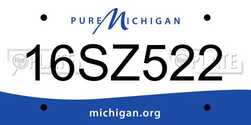 16SZ522 Michigan License Plate
