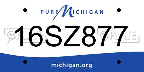 16SZ877 Michigan License Plate