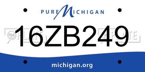 16ZB249 Michigan License Plate