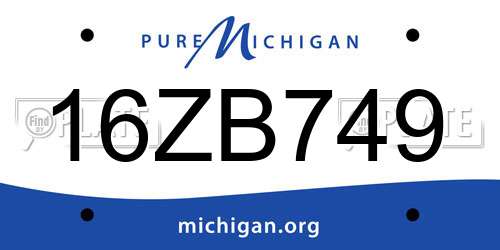 16ZB749 Michigan License Plate