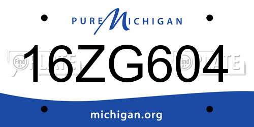 16ZG604 Michigan License Plate