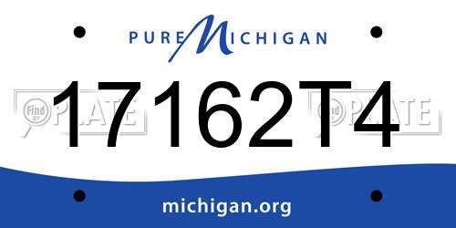 17162T4 Michigan License Plate