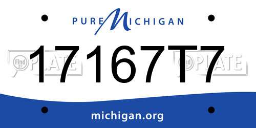 17167T7 Michigan License Plate