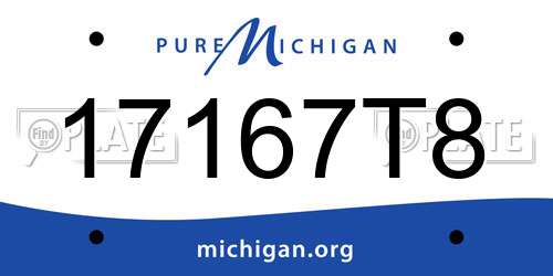 17167T8 Michigan License Plate