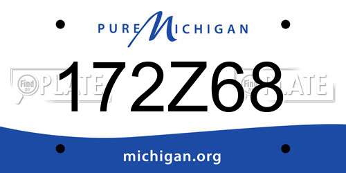 172Z68 Michigan License Plate
