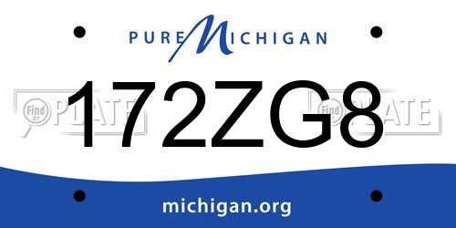 172ZG8 Michigan License Plate