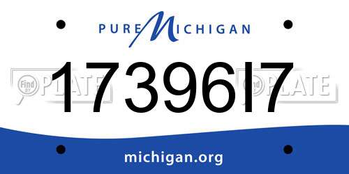 17396I7 Michigan License Plate