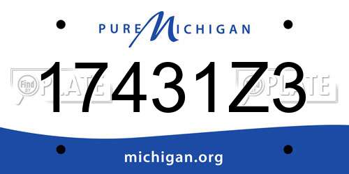 17431Z3 Michigan License Plate