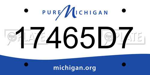 17465D7 Michigan License Plate