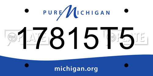 17815T5 Michigan License Plate