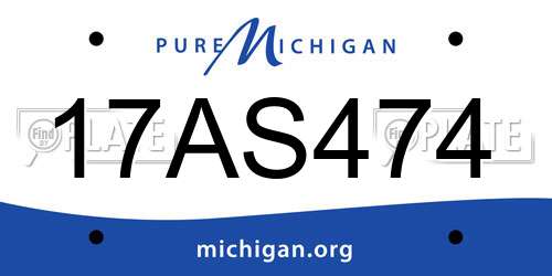 17AS474 Michigan License Plate