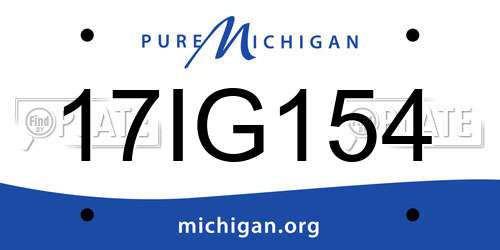 17IG154 Michigan License Plate