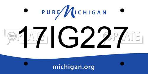 17IG227 Michigan License Plate