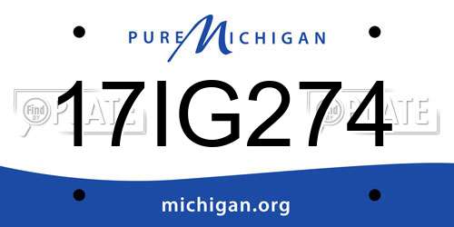 17IG274 Michigan License Plate