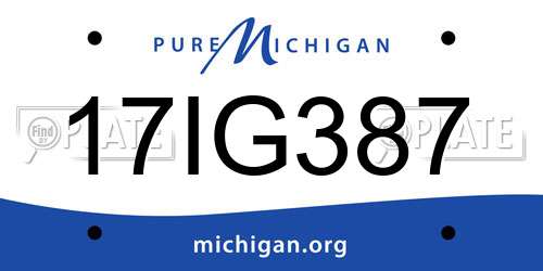 17IG387 Michigan License Plate