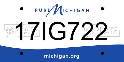 17IG722 Michigan License Plate