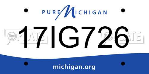 17IG726 Michigan License Plate