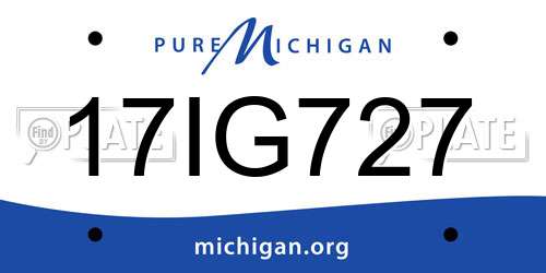 17IG727 Michigan License Plate