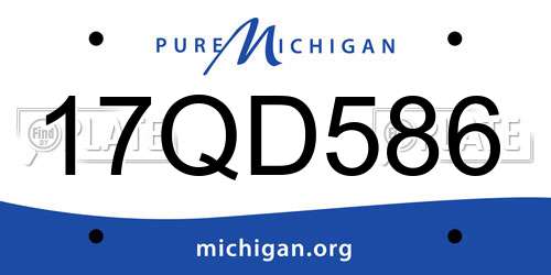 17QD586 Michigan License Plate