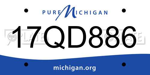 17QD886 Michigan License Plate