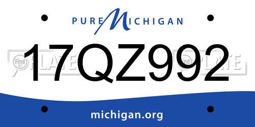 17QZ992 Michigan License Plate