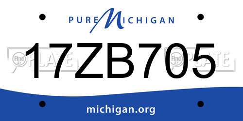 17ZB705 Michigan License Plate