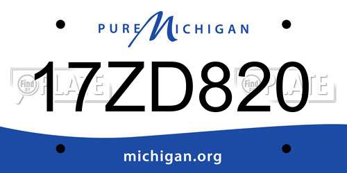 17ZD820 Michigan License Plate