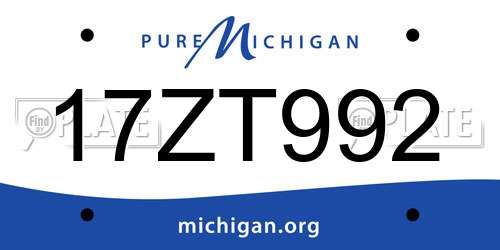 17ZT992 Michigan License Plate
