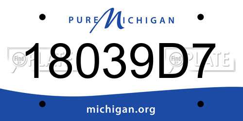 18039D7 Michigan License Plate