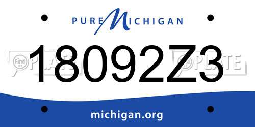 18092Z3 Michigan License Plate