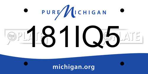 181IQ5 Michigan License Plate