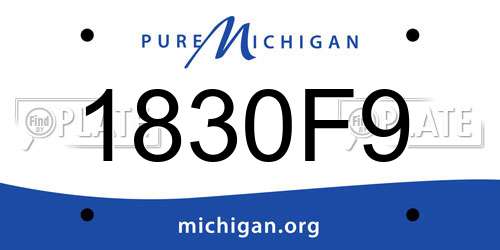 1830F9 Michigan License Plate