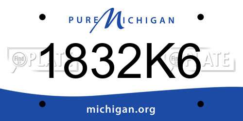 1832K6 Michigan License Plate