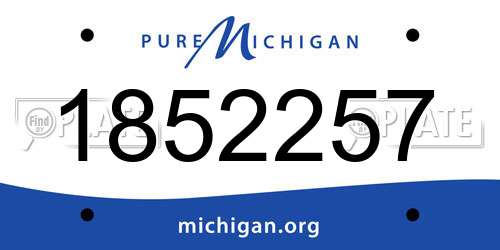 1852257 Michigan License Plate