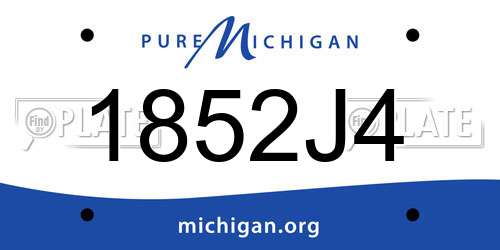 1852J4 Michigan License Plate
