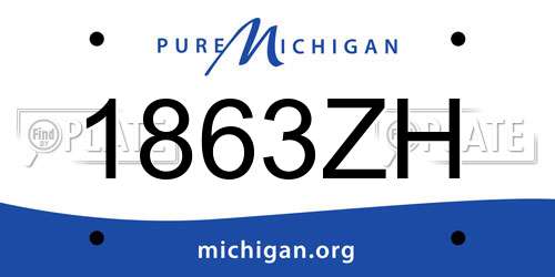 1863ZH Michigan License Plate