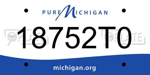 18752T0 Michigan License Plate
