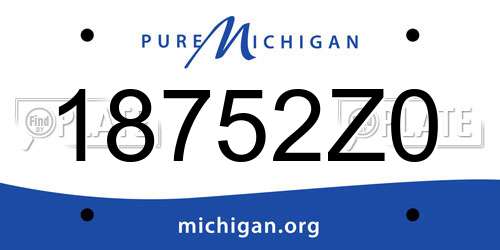 18752Z0 Michigan License Plate
