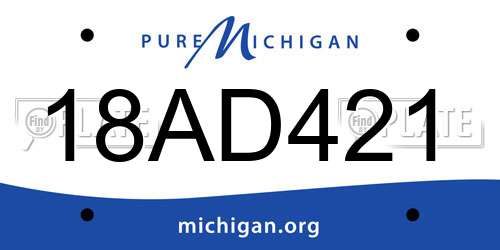 18AD421 Michigan License Plate