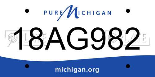 18AG982 Michigan License Plate