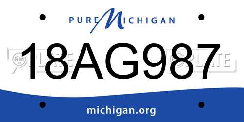 18AG987 Michigan License Plate