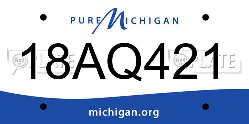 18AQ421 Michigan License Plate