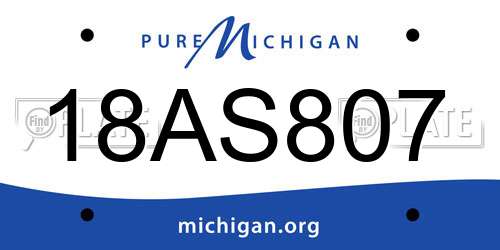 18AS807 Michigan License Plate