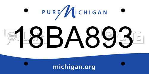 18BA893 Michigan License Plate